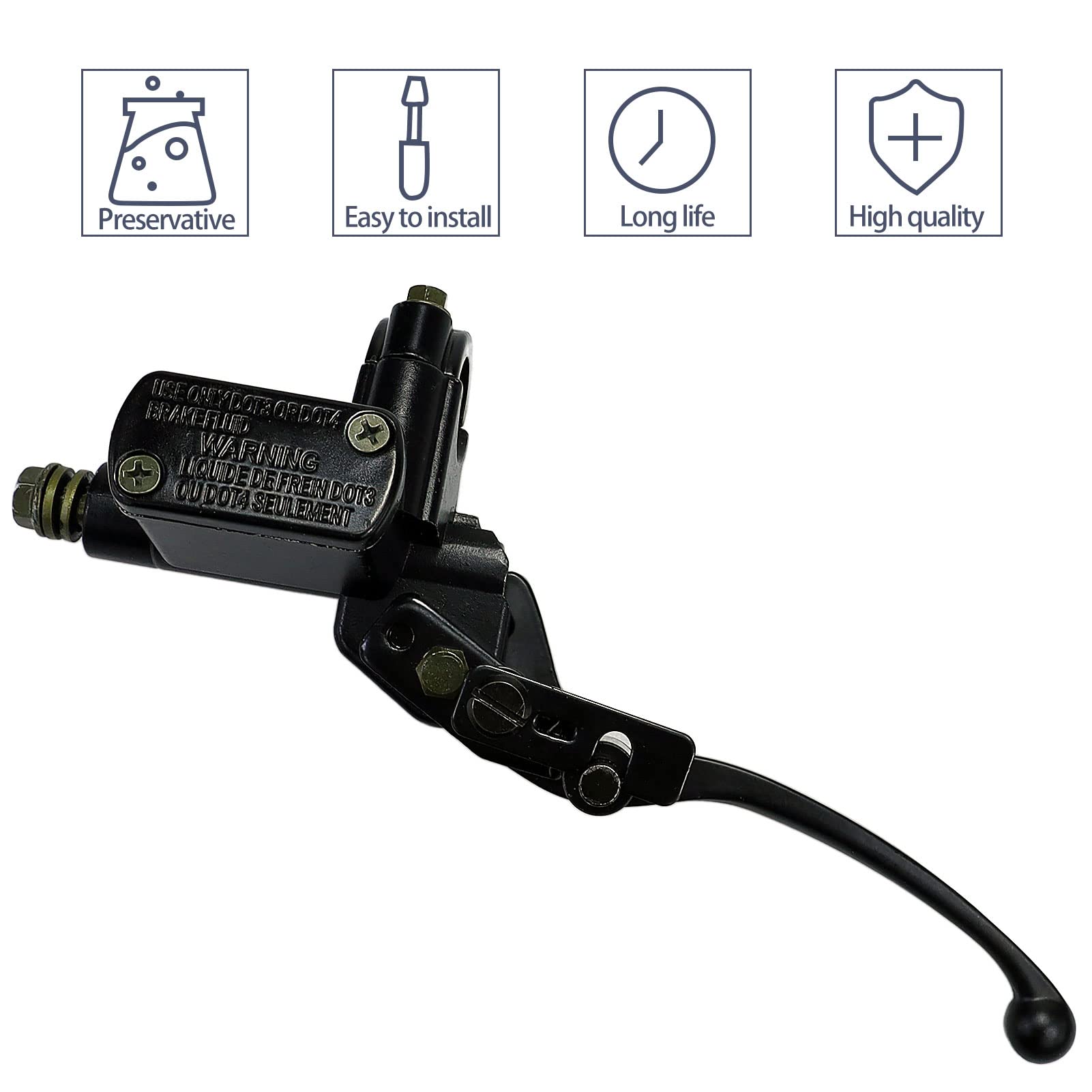 Sollon 7/8'' Left Hydraulic Brake Master Cylinder Lever Pump Replace for 50cc 70cc 90cc 110cc 125cc 150c 200cc 250cc ATV Quad Mo