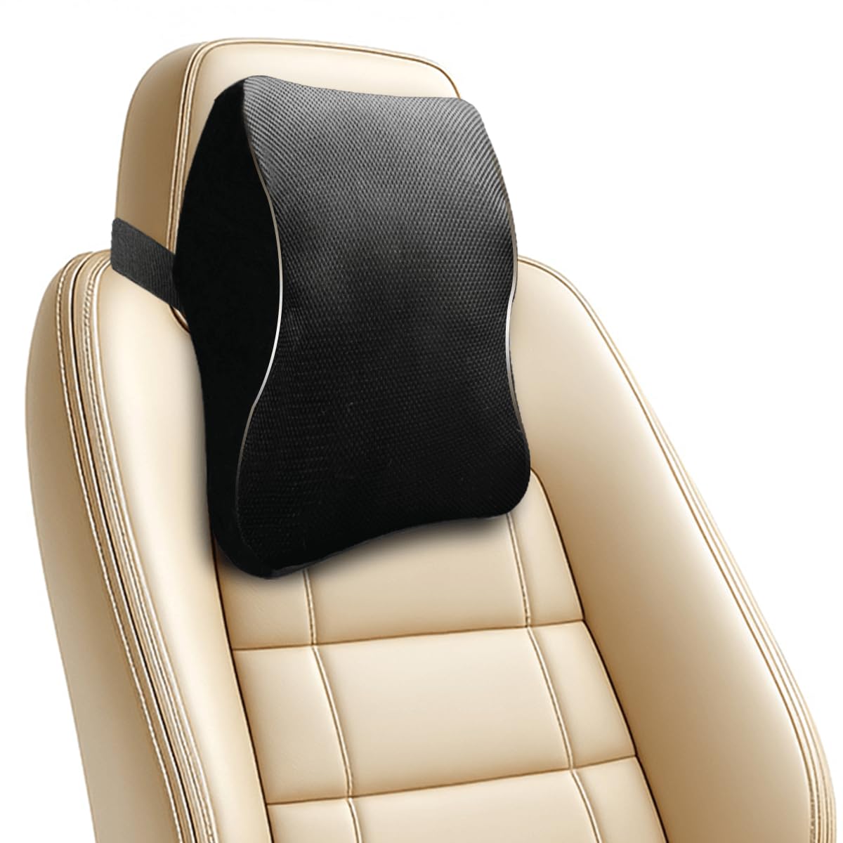 Trajectory Car Neck Rest Pillow Memory Foam Cushion For Car Seat I Head Rest For Neck & Cervical Comfort For Men And Women Black