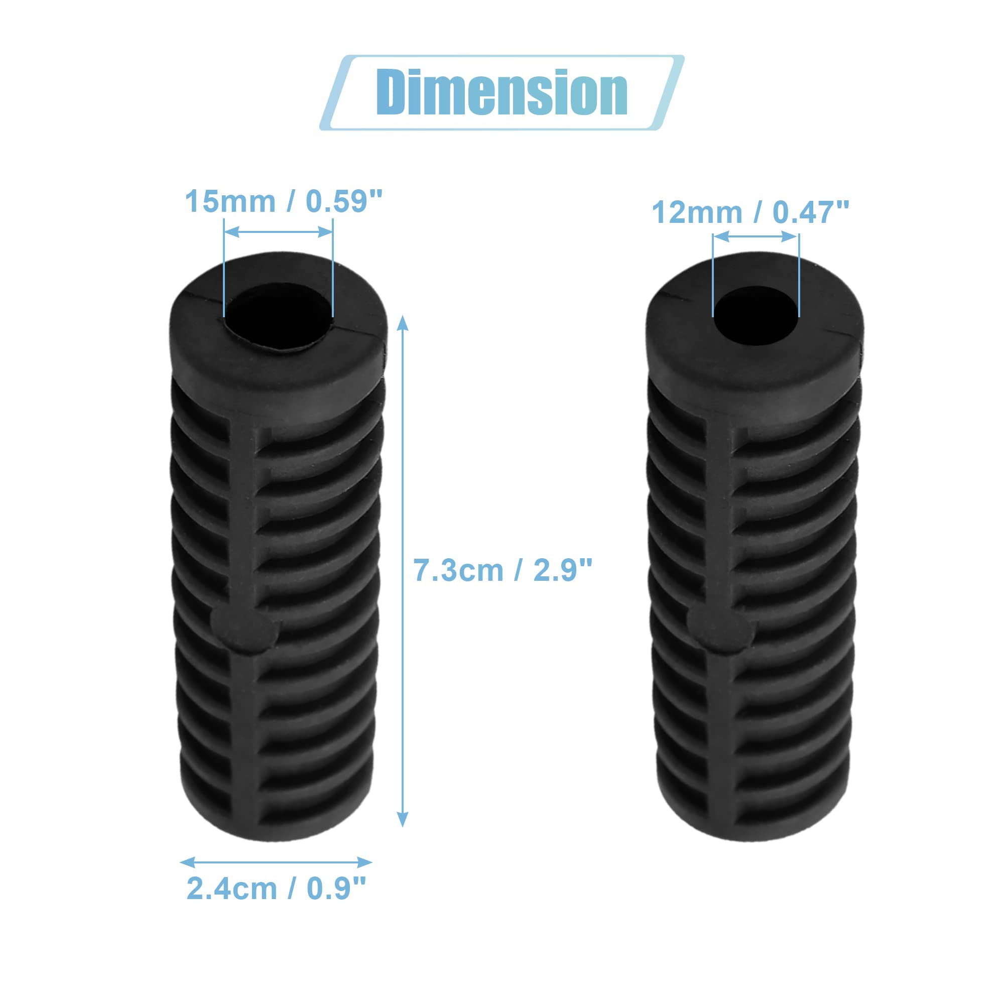 Uxcell 1 Pair 15Mm Rubber Nonslip Footrest Pedal Foot Peg Cover Shell Black For Motorcycle