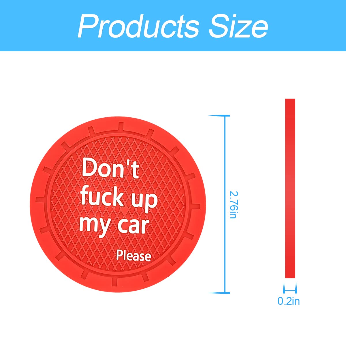 2 Pack Car Cup Holder Coasters, 2.75 Inch Non-Slip Pvc Insert Cup Coaster, Anti-Scratch Auto Cup Mats For Women Men, Vehicle Int