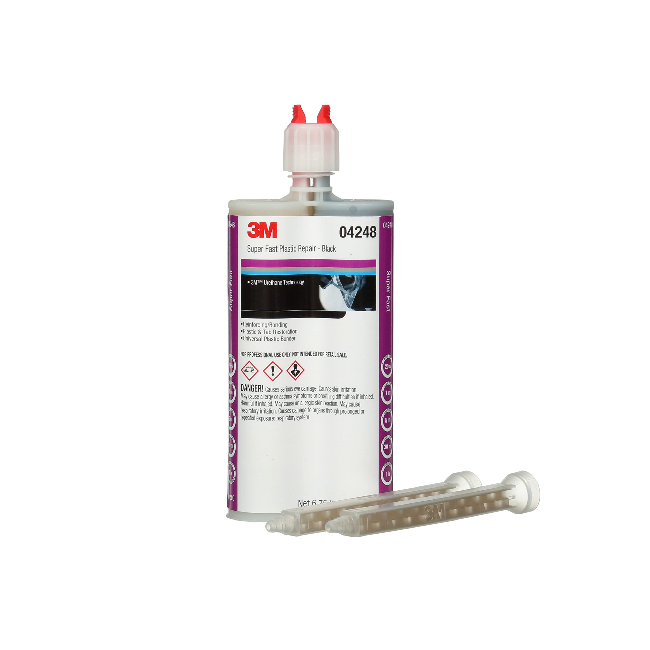 3M Super-Fast Repair Adhesive, Urethane, 200 mL Cartridge, Black, Model 04248