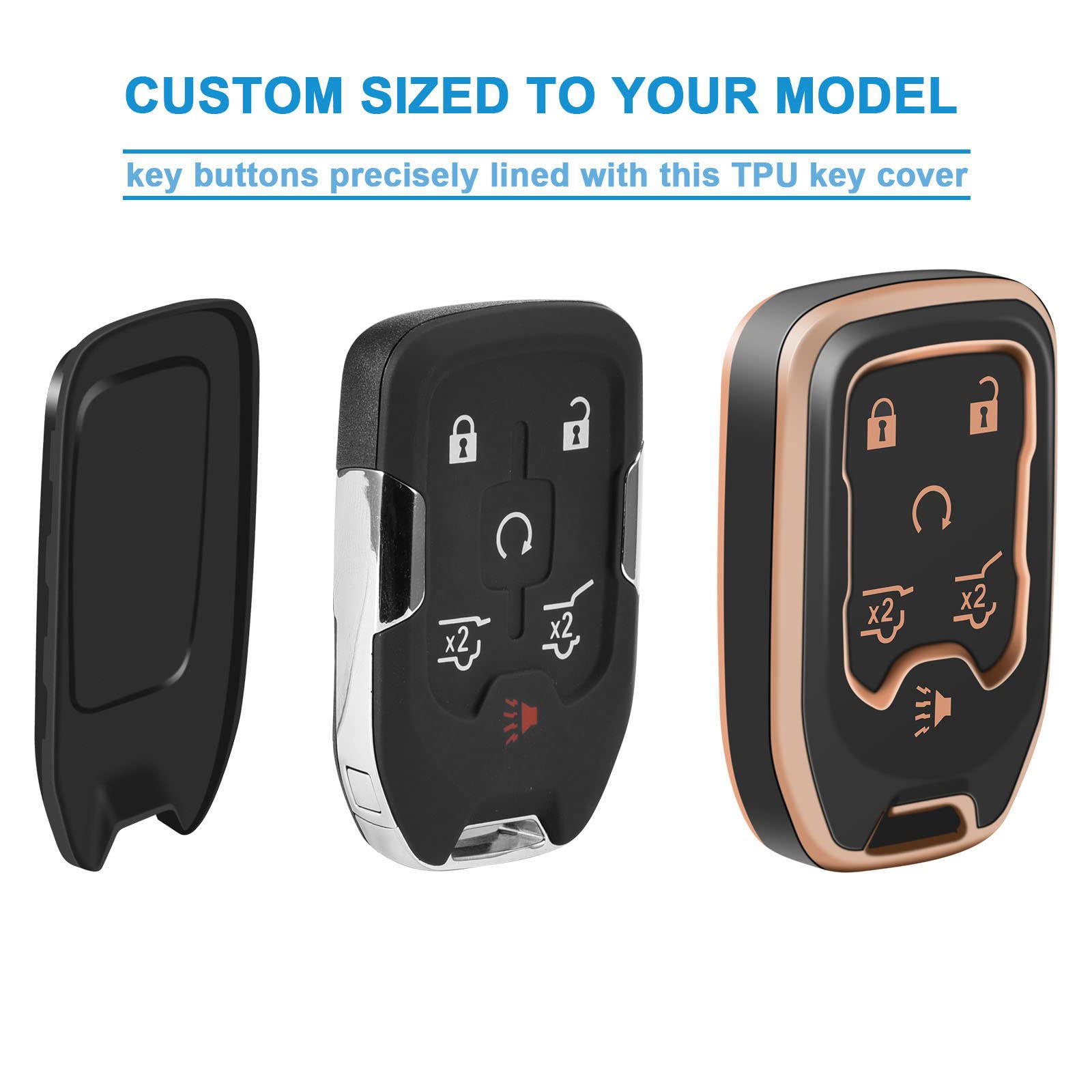 artapek White Key Fob Cover for Chevy Tahoe Suburban GMC Yukon - 6 Button TPU Key Shell Case with Keychain