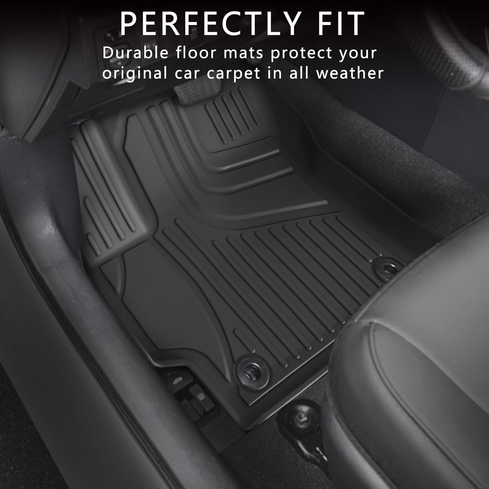 AOMSAZTO Floor Mats Set for 2018-2024 Toyota Camry - All Weather Rubber Liners & Cargo Mat, Thermoplastic Elastomer, Black