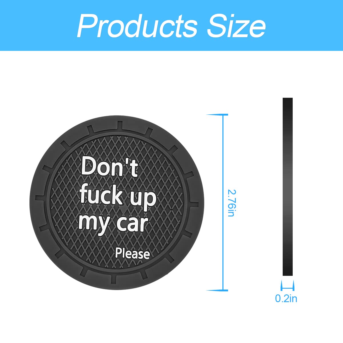 8Sanlione Cup Holder Coasters, 2.75 Inch Non-Slip Pvc Insert Coaster, Anti-Scratch Auto Cup Mats For Women Men, Vehicle Interior
