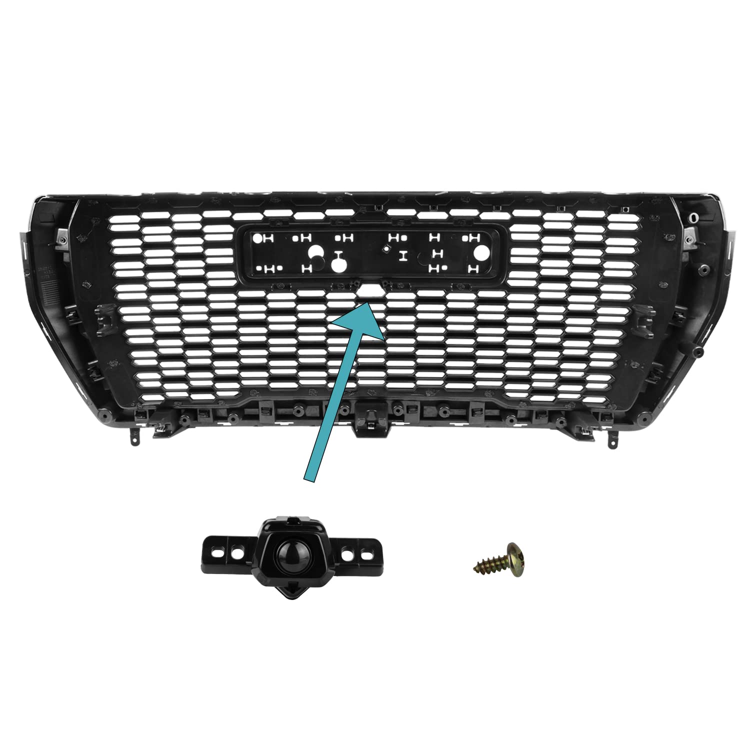 Spec-D Tuning Front Grille Grill Glossy Black Finish Compatible With Gmc Yukon Xl Denali 2021-2023