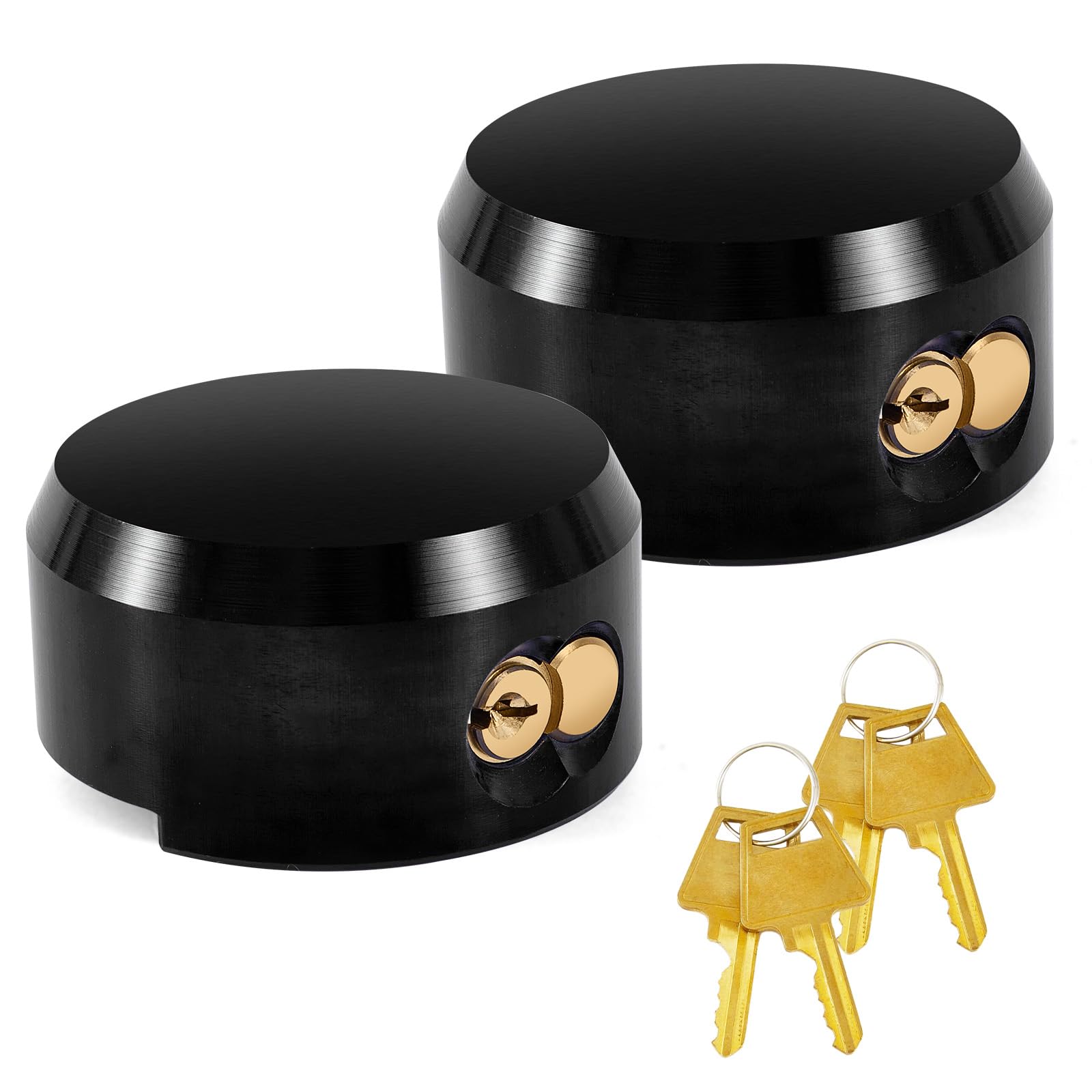 Pomunty 2 Pack Puck Lock for Trailers Keyed Alike, 6061 Solid Aluminum Trailer Door Locks Hockey Puck Locks, Reinforced Hidden S