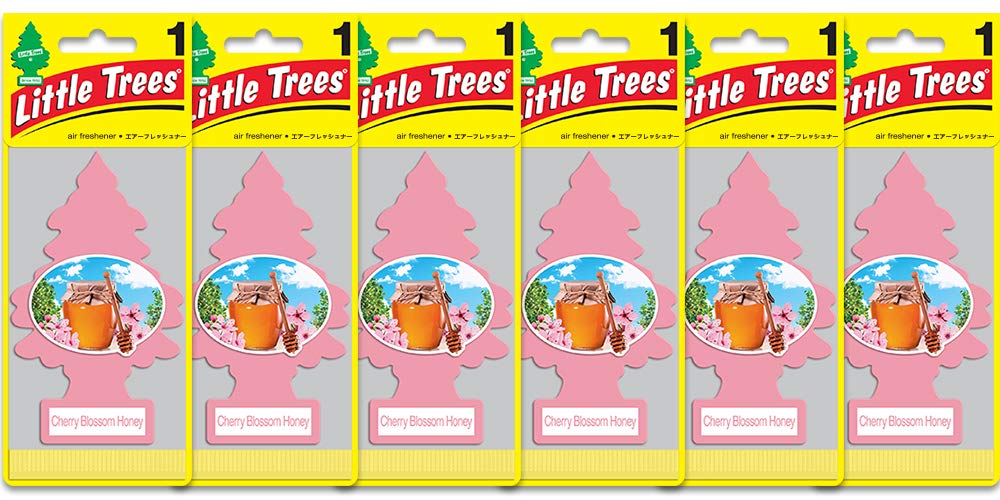 LITTLE TREES Car Air Freshener | Hanging Paper Tree for Home or Car | Cherry Blossom Honey | 6 Pack