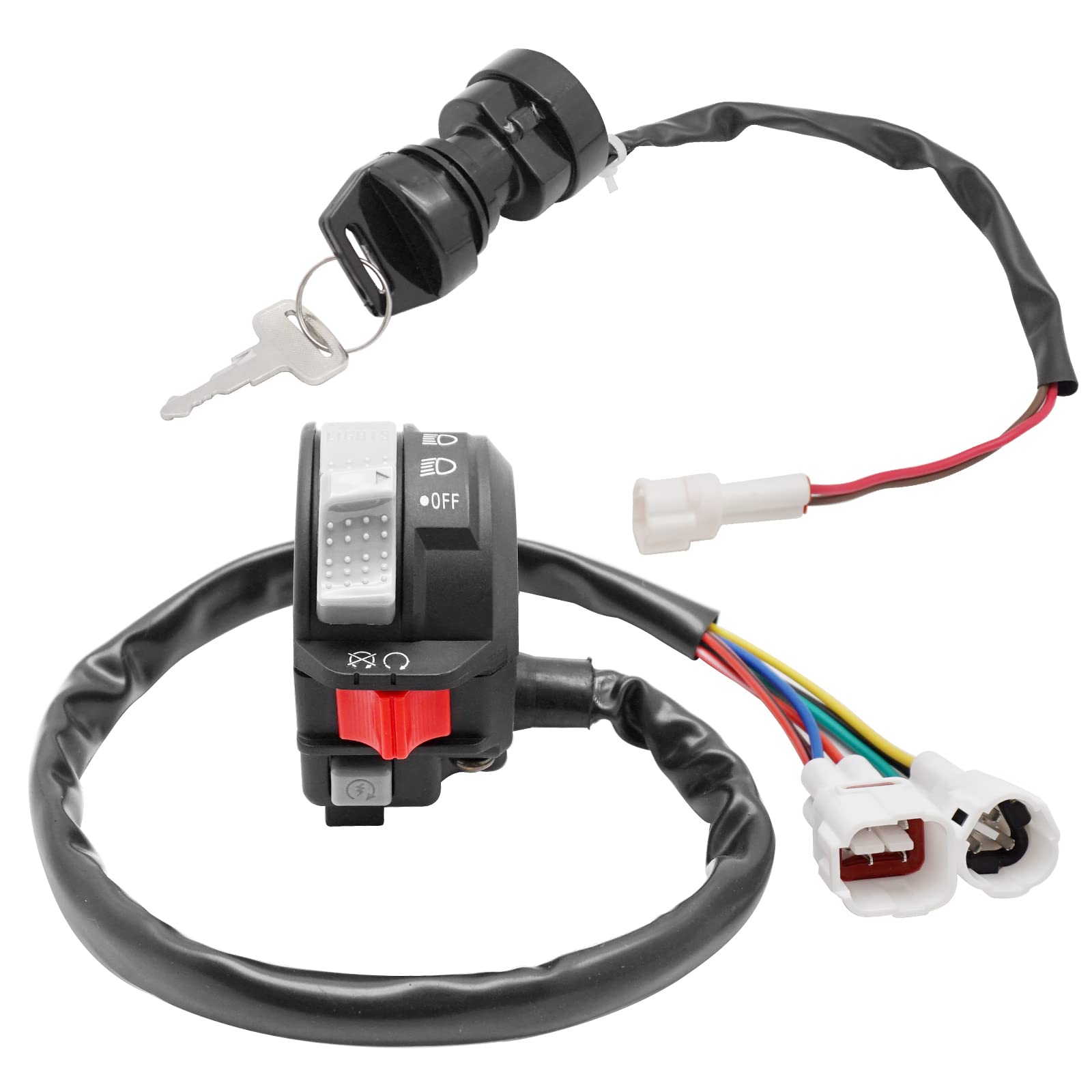 M MATI Start Stop Headlight Switch & Ignition Key Switch for Yamaha 2002-2005 Warrior 350 Wolverine 350 Bear Tracker 250 2004-20
