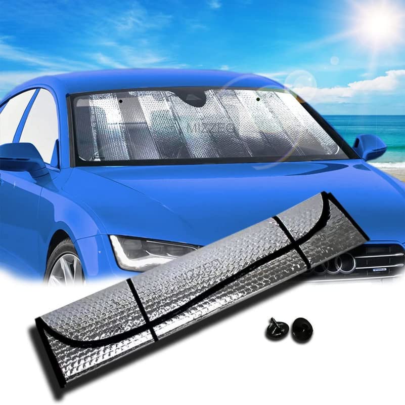 MIZZEO Car Front Windshield Foldable Sunshade 130 cm x 60 cm (Silver) Compatible with Nissan Terrano (20132018)