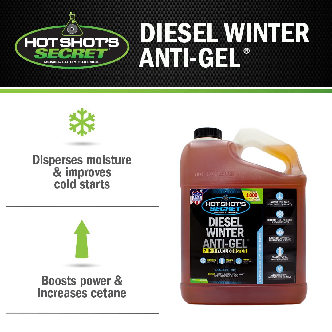 Hot Shot's Secret Diesel Winter Anti-Gel 1 Gallon, Amber - Model P403301G, Essential Additive for Cold Weather Performance
