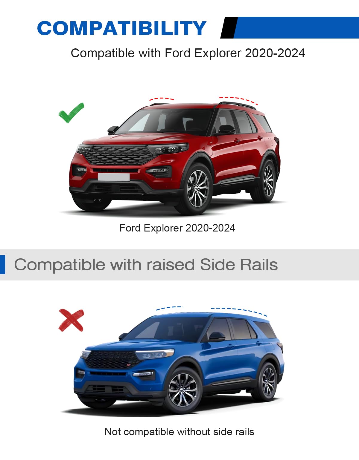 Wonderdriver Lockable Roof Rack Cross Bars 220lbs Compatible with Ford Explorer 2020 2021 2022 2023 2024 2025,Heavy Duty Aluminu