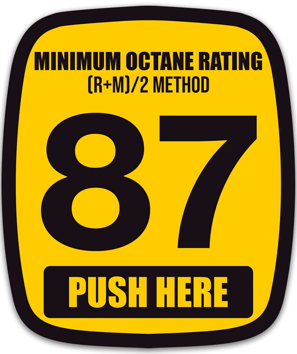 87 Octane Rating Pump Sticker (Minimum Gasoline Outdoor Vinyl Decal for Fuel Pumps and Gasoline Station Business (2x2.5 Inches)