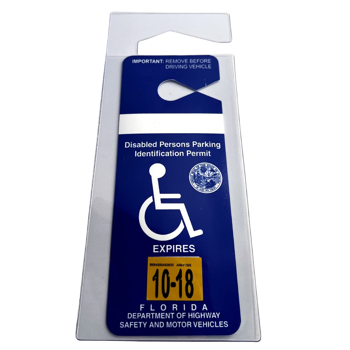 4 Pack - Clear Handicap Parking Placard Protective Holders - Rear View Mirror Disability Permit Hanger - Hard Flexible Plastic C
