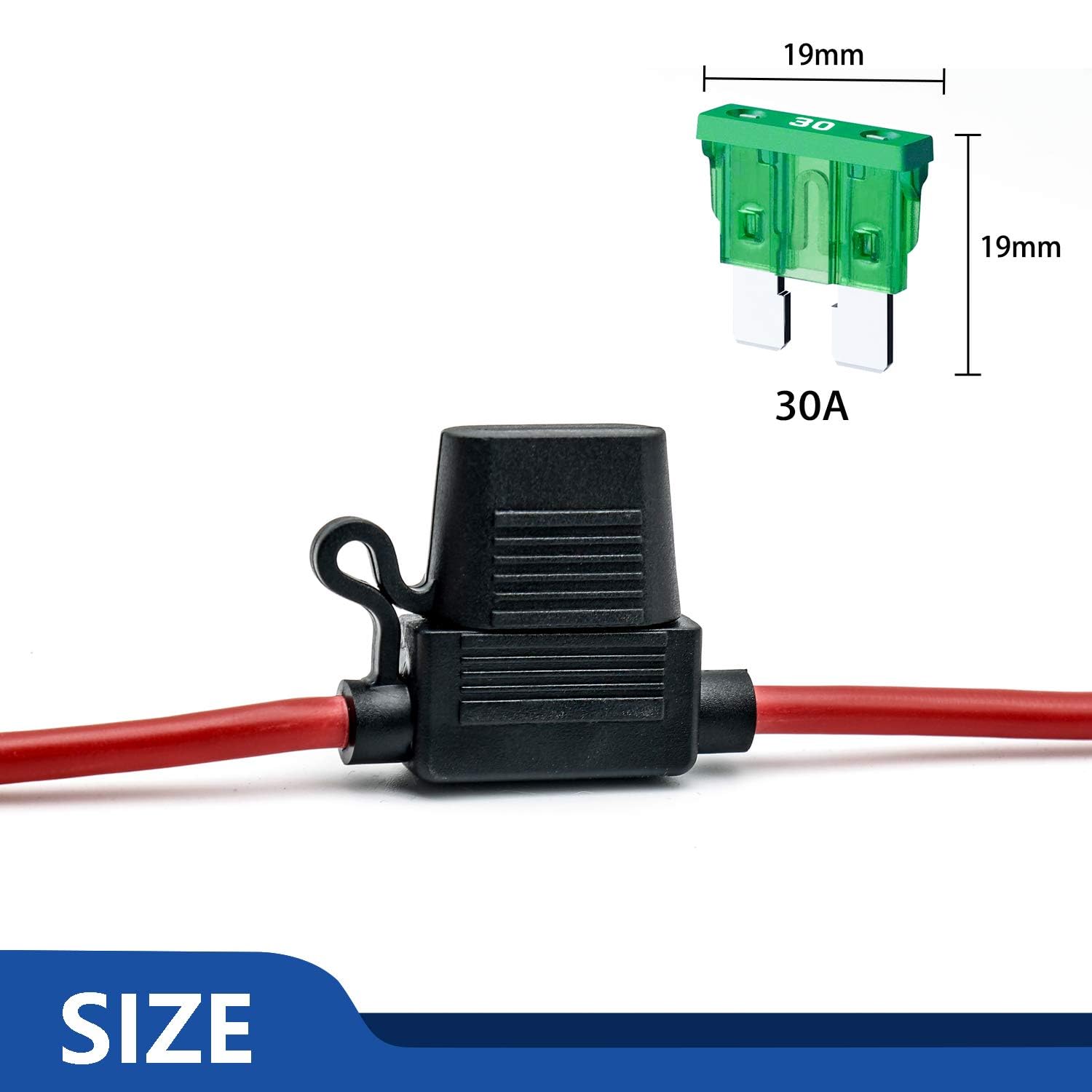 12 Awg Inline Fuse Holder - 12 Gauge Fuse Holder For 30A Blade Fuse (6 Pack)