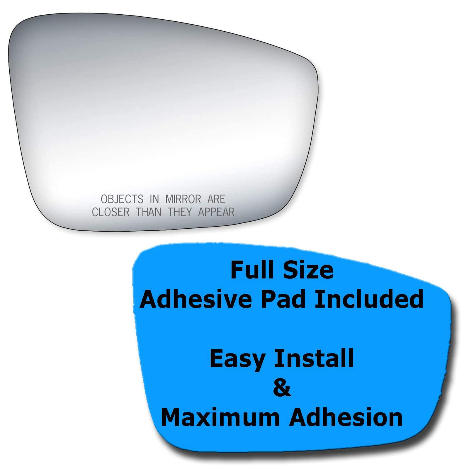 Passenger Side Mirror Glass Replacement With Full Size Adhesive Pad For 2012-2015 Volkswagen Passat - 2 Options Offered (2013 2014 2017 13 14 17)