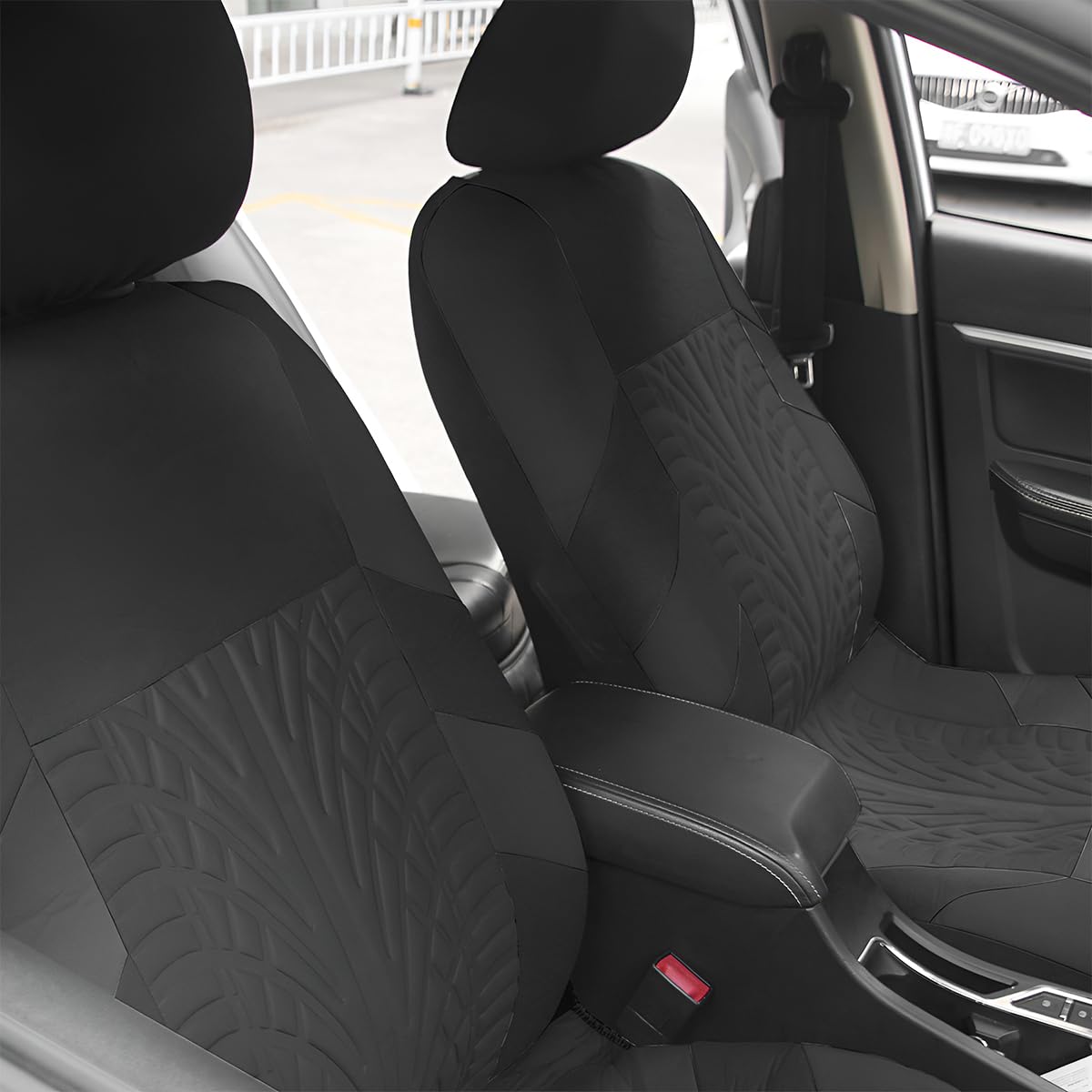 2Pcs Car Seat Covers For Front Seats, Breathable Waterproof Polyester Split Automotive Cushion Cover, Vehicle Seat Protectors Driver Interior Accessories Universal For Most Cars, Suv (Black/Front)
