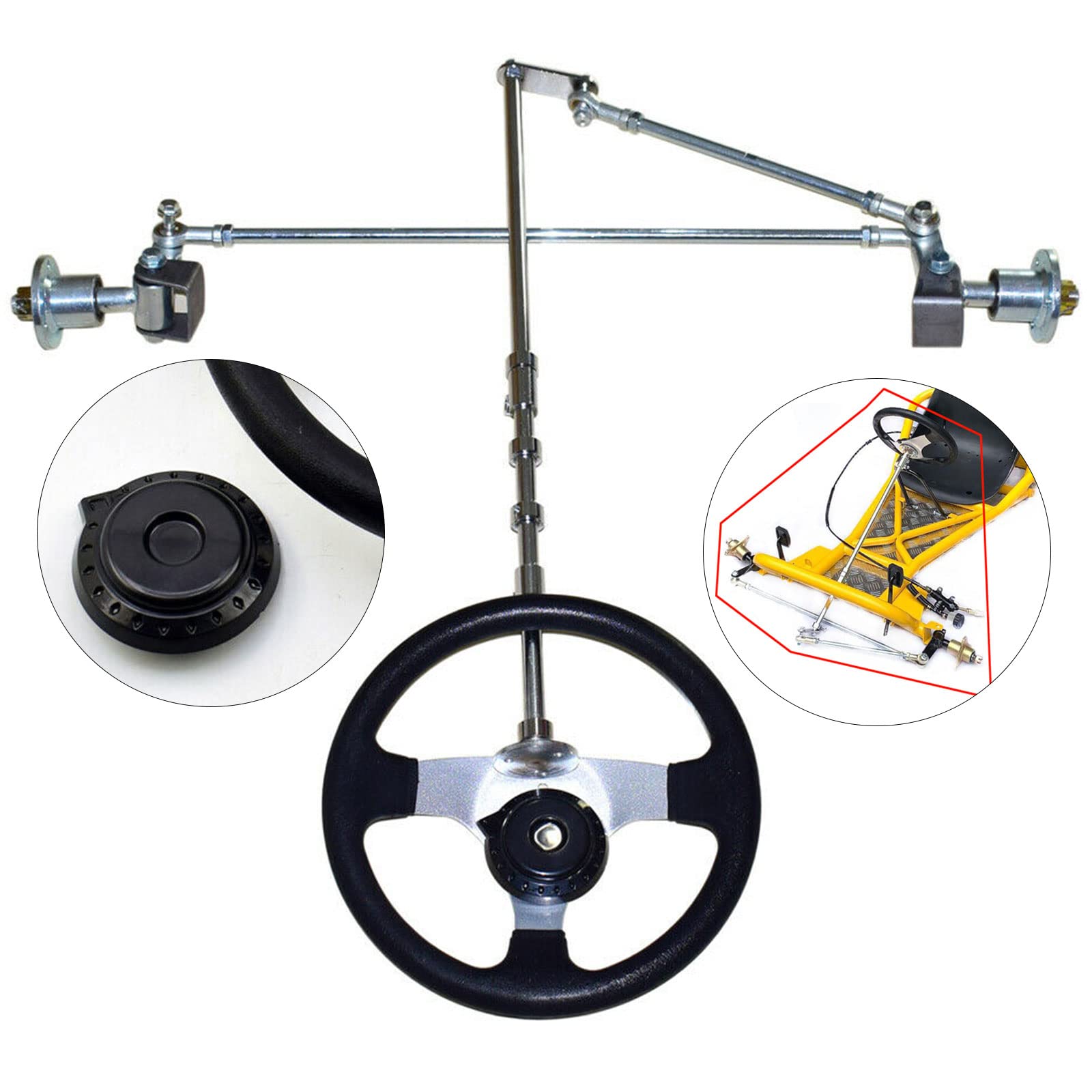 CHUNILLE Front Axle Kit Steering Assembly for 168cc Go Kart, Tie Rod, Black, Model YCZYQ-4761