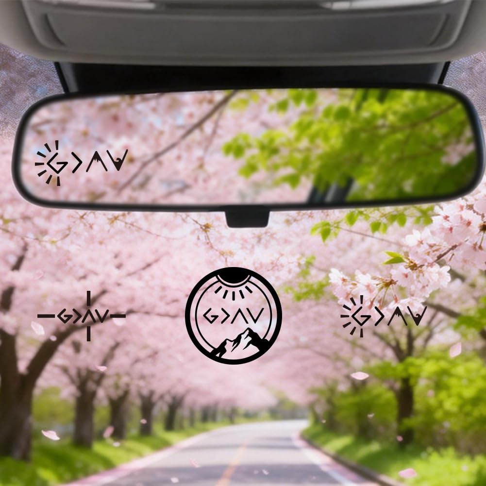 PRESSINART 6Pcs 3 Styles Rearview Mirror Decal Christian 1.97 Inch God is Greater Than The Highs and Lows Car Stickers for Truck