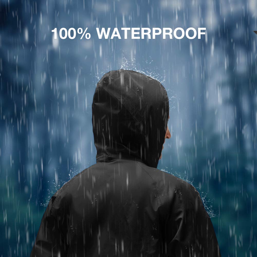 TIDEWE Rain Suit - Waterproof Breathable Lightweight Rainwear, 3X-Large, Black, Model RS002-BK-XXXL-NEW