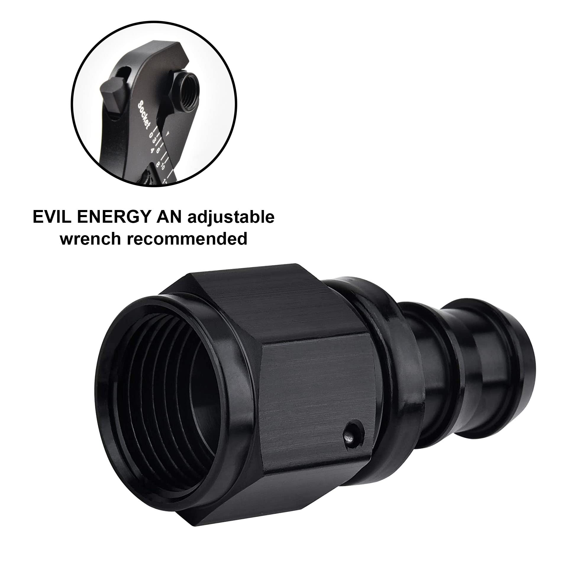 Evil Energy 4An Straight Push Lock Hose Fitting End Black
