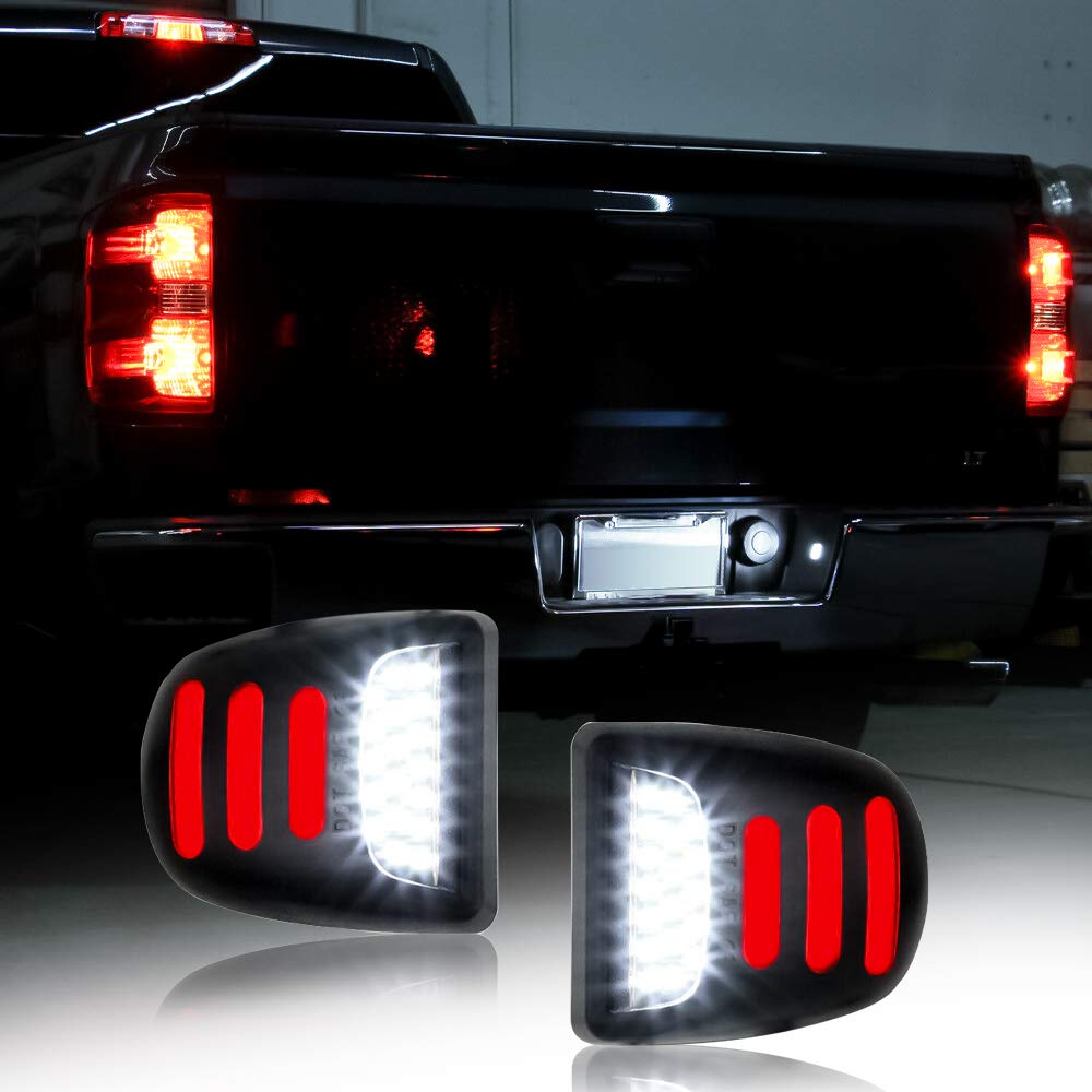 Maxhawk Red Oled Neon Tube Led License Plate Light Lamp Assembly Replacement For Chevy Silverado Tahoe Suburban Gmc Sierra 1500 2500 3500 Yukon Xl Cadillac Escalade