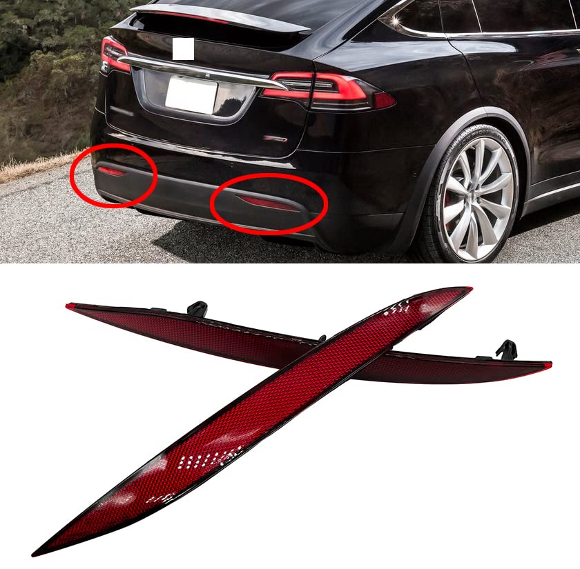 Generic Tesla Model X Replacement Reflector Rear Bumper Lights - Red Marker Lens Trim (2017-2021)
