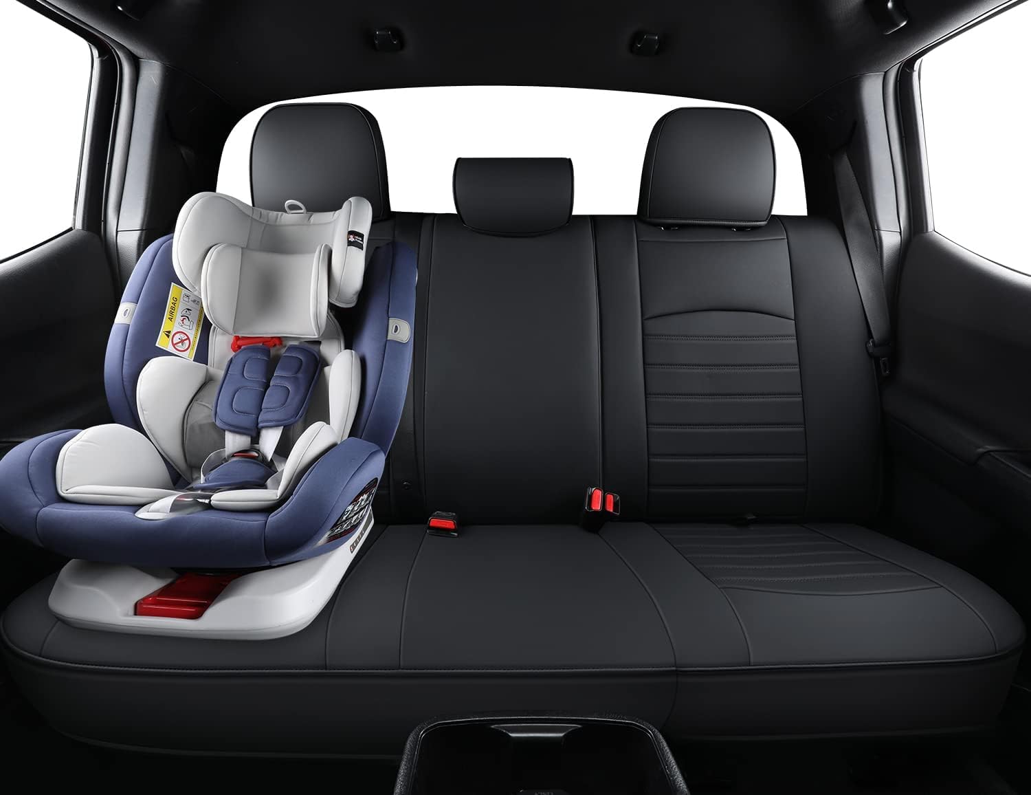LUCKYMAN CLUB Tacoma Seat Covers Full Set, Waterproof Faux Leather, Black, Fits 2005-2023 Tacoma Crew/Double Cab SR5 TRD
