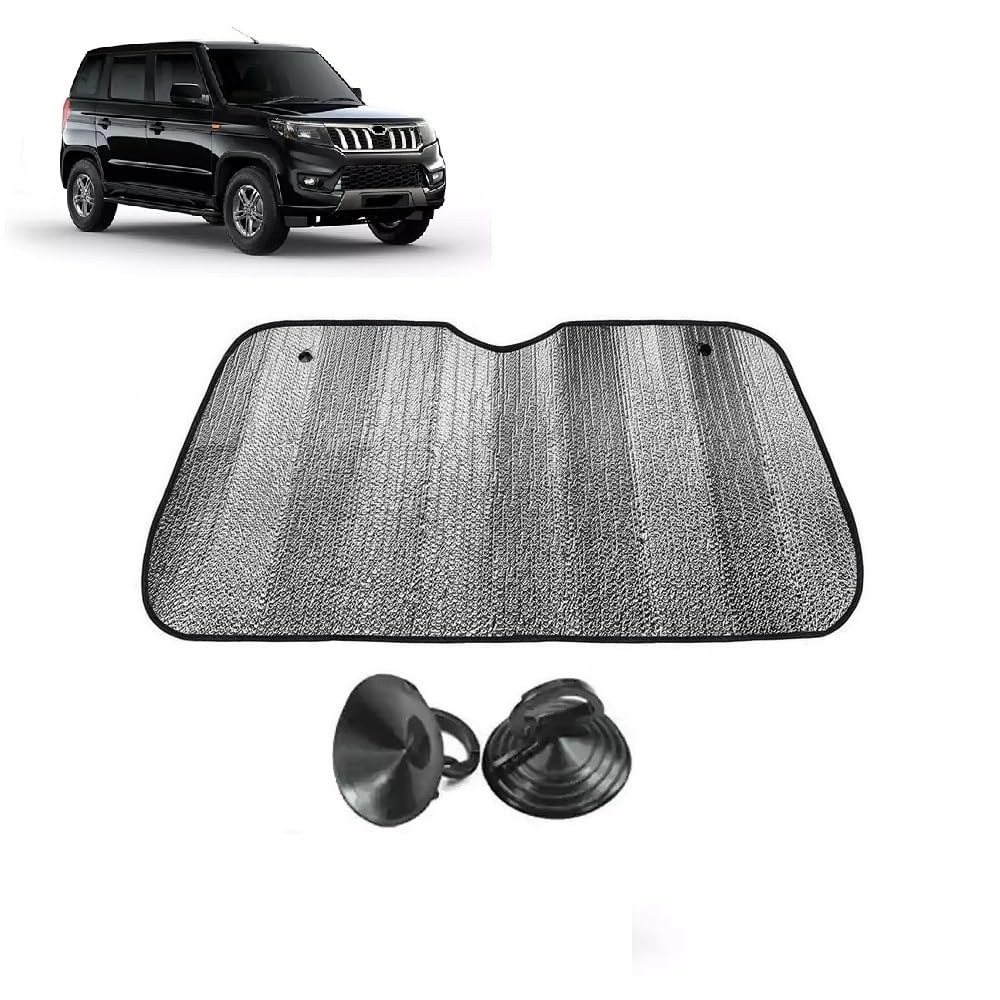 Car Windshield Sun Shade UV Rays Protector Silver Sunshade Solar Reflective suitable for Mahindra Bolero Neo