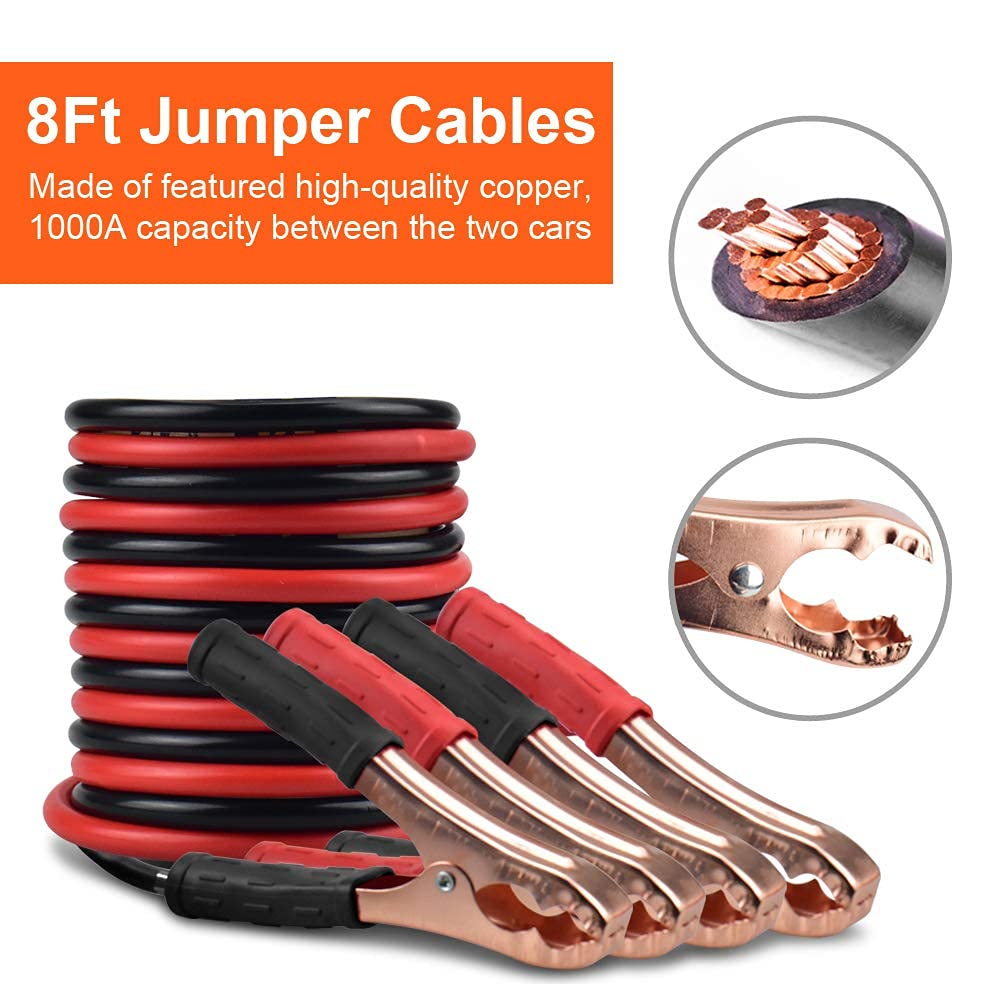 PACETAP Car Roadside Emergency Kit - 12 Pcs Auto Safety Tools, LED Road Flare, Jumper Cables, Towing Rope, Winter Accessories