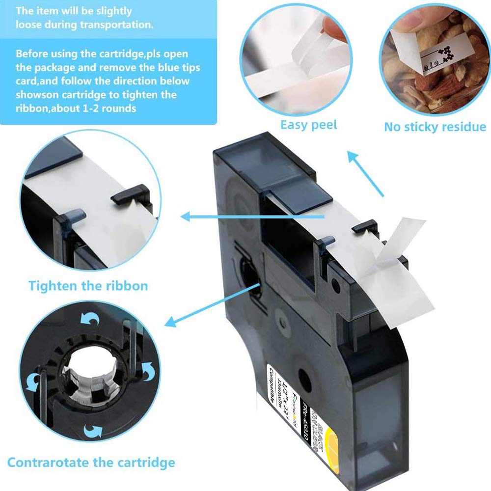 5-Pack Replace Dymo 45010 S0720500 Black On Clear Label Compatible Dymo D1 Label Tape Dymo Label Maker Refill,1/2 Inch X 23 Ft,