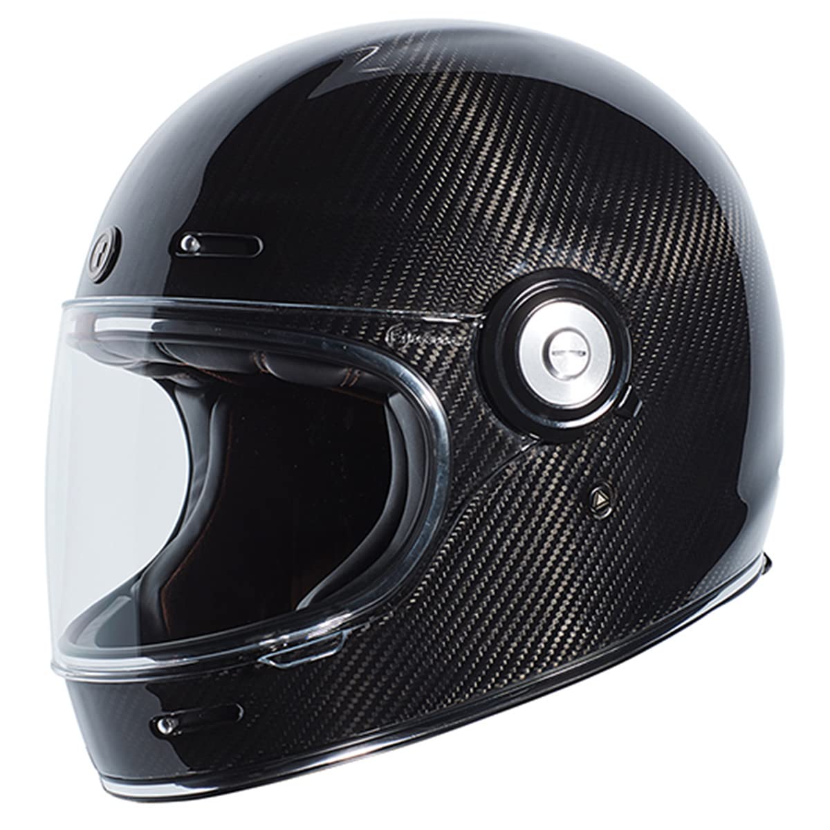 Torc T1 Unisex-Adult Retro Full-Face-Helmet-Style Motorcycle (Carbon Fiber Gloss Black, Medium)