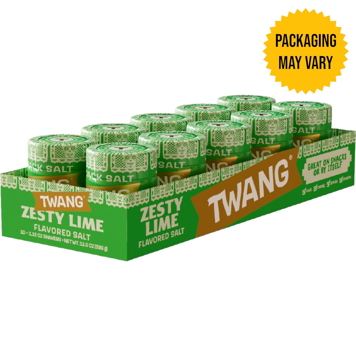 Twang Lime Seasoning Salt Snack Topping, 1.15-Ounce Shaker, Pack of 10