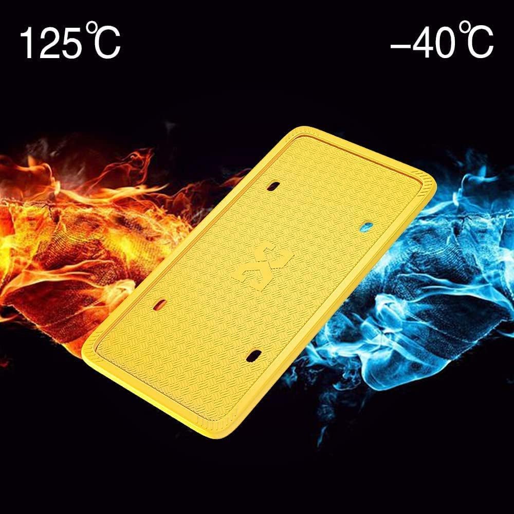 Xclpf Silicone Yellow License Plate Frame Covers 1 Pack- Front And Back Car Plate Bracket Holders. Rust-Proof, Rattle-Proof(Yell