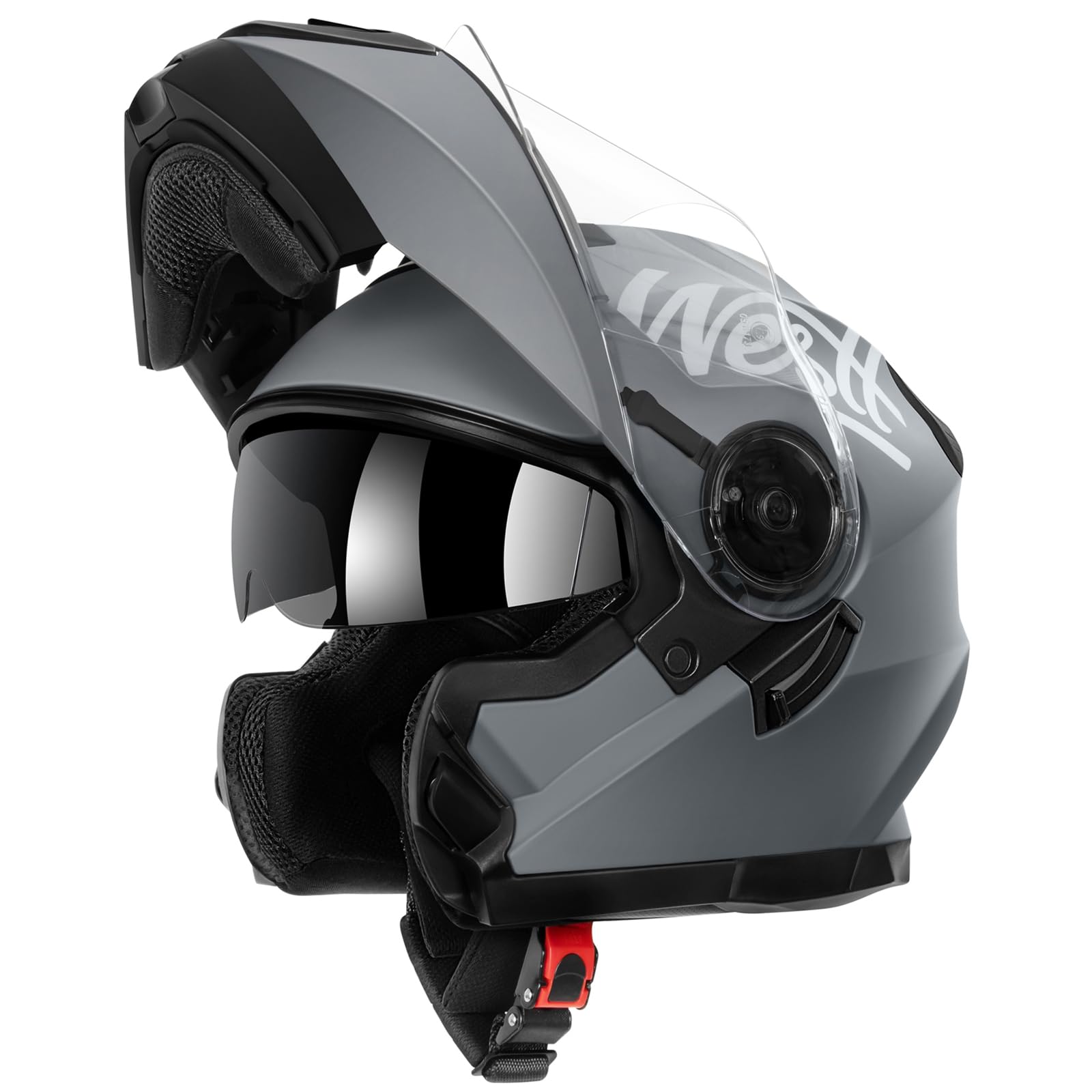 Westt Dot Helmets For Motorcycles - Open Face Motorcycle Helmet Dual Visor - Atv Motocross Snowmobile Helmet For Men Women(M/Gra