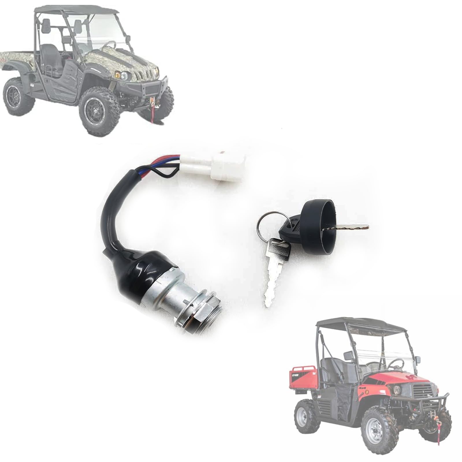 Chikia Ignition Key Switch IKS001B for Hisun UTV 400 500 700 800, Massimo MSU500 700, Axis 500 700, Coleman UT400