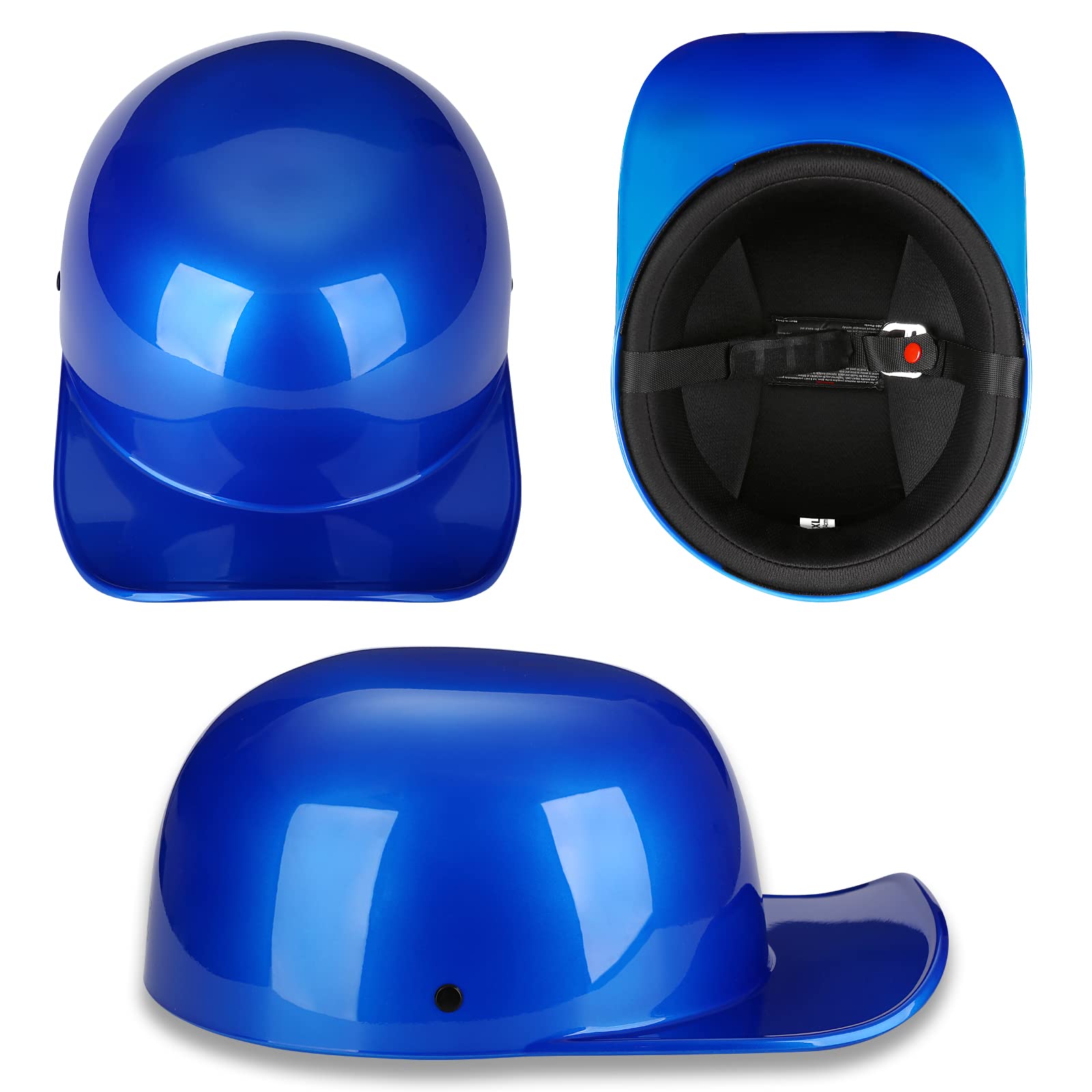 Yesmotor Baseball Style Cap Motorcycle Helmet - DOT Approved, Carbon, XX-Large, Blue