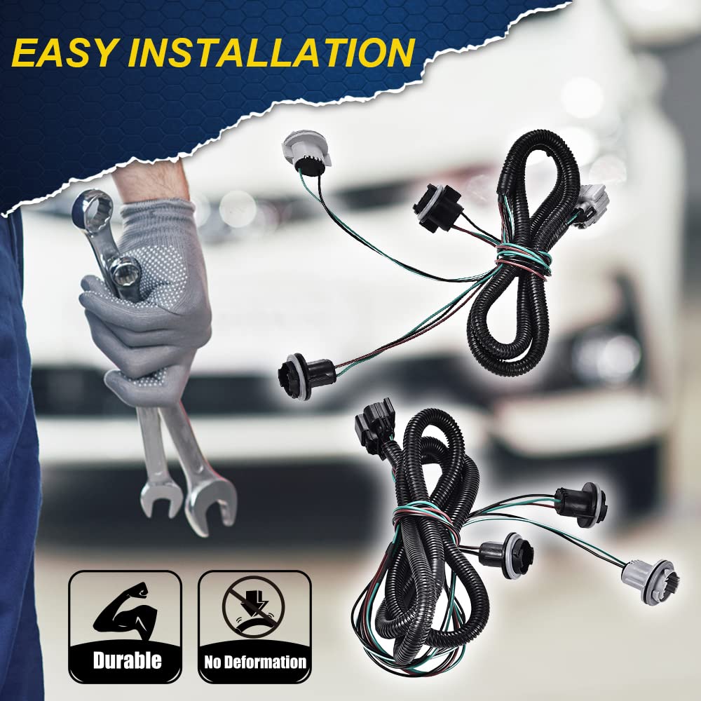 PIT66 Tail Light Wiring Harness for 07-14 Chevy Silverado & 08-14 GMC Sierra, Left & Right, Durable Acrylonitrile Butadiene Styrene