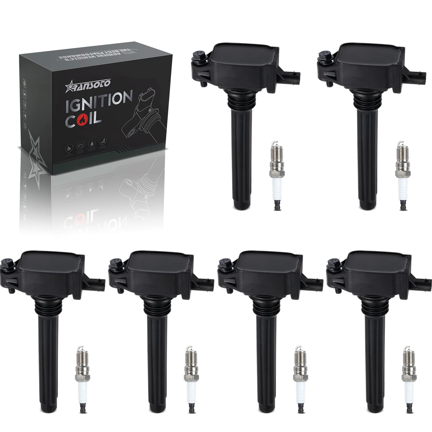 Ransoto 3.6L V6 Uf648 C1791 Ignition Coil Pack With Spark Plug 97390 Compatible With Chrysler 200 300 Town & Country Dodge Chall