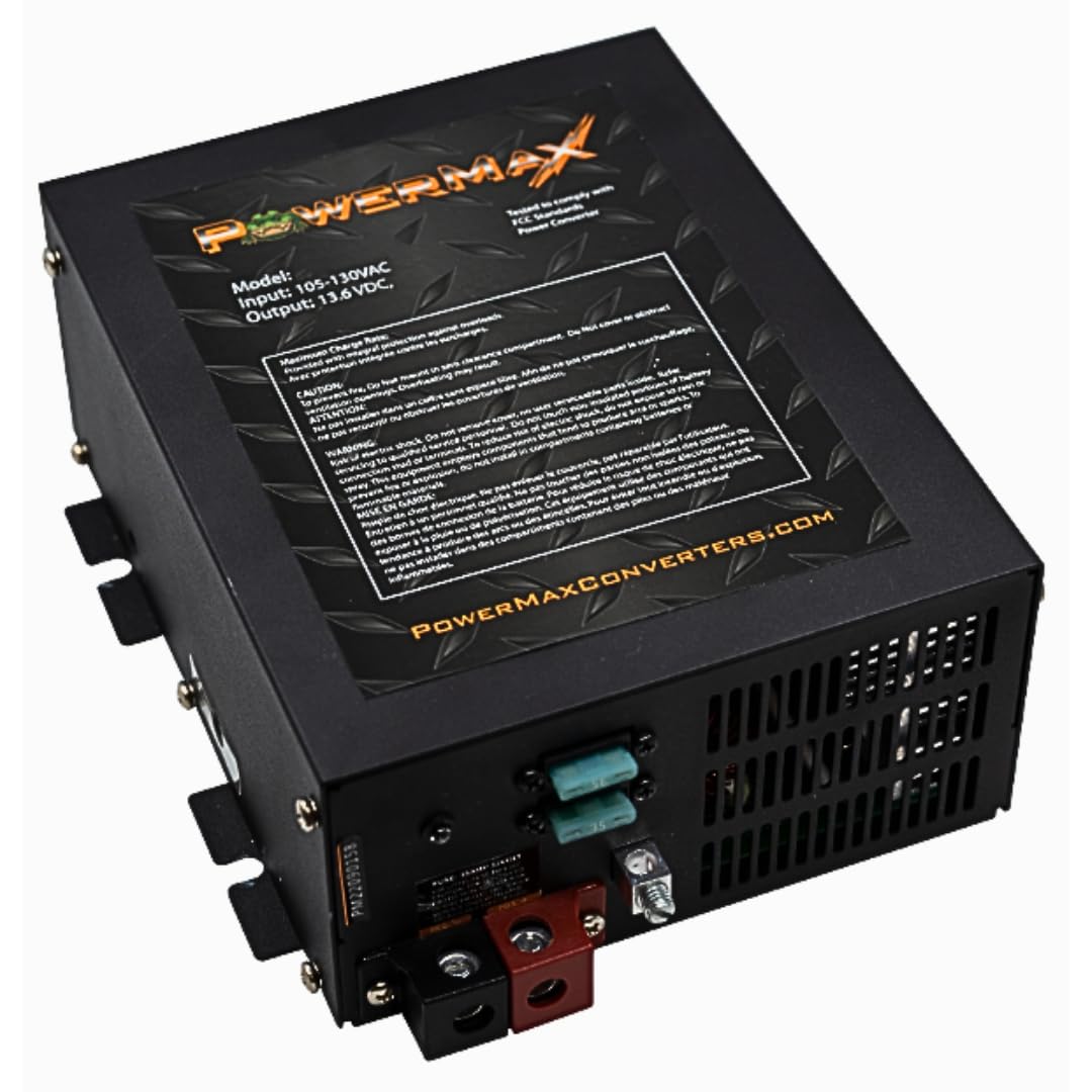 Powermax Pm4 100A 110V Ac To 12V Dc 100 Amp Power Converter With Built-In 4 Stage Smart Battery Charger With Reverse Polarity, O