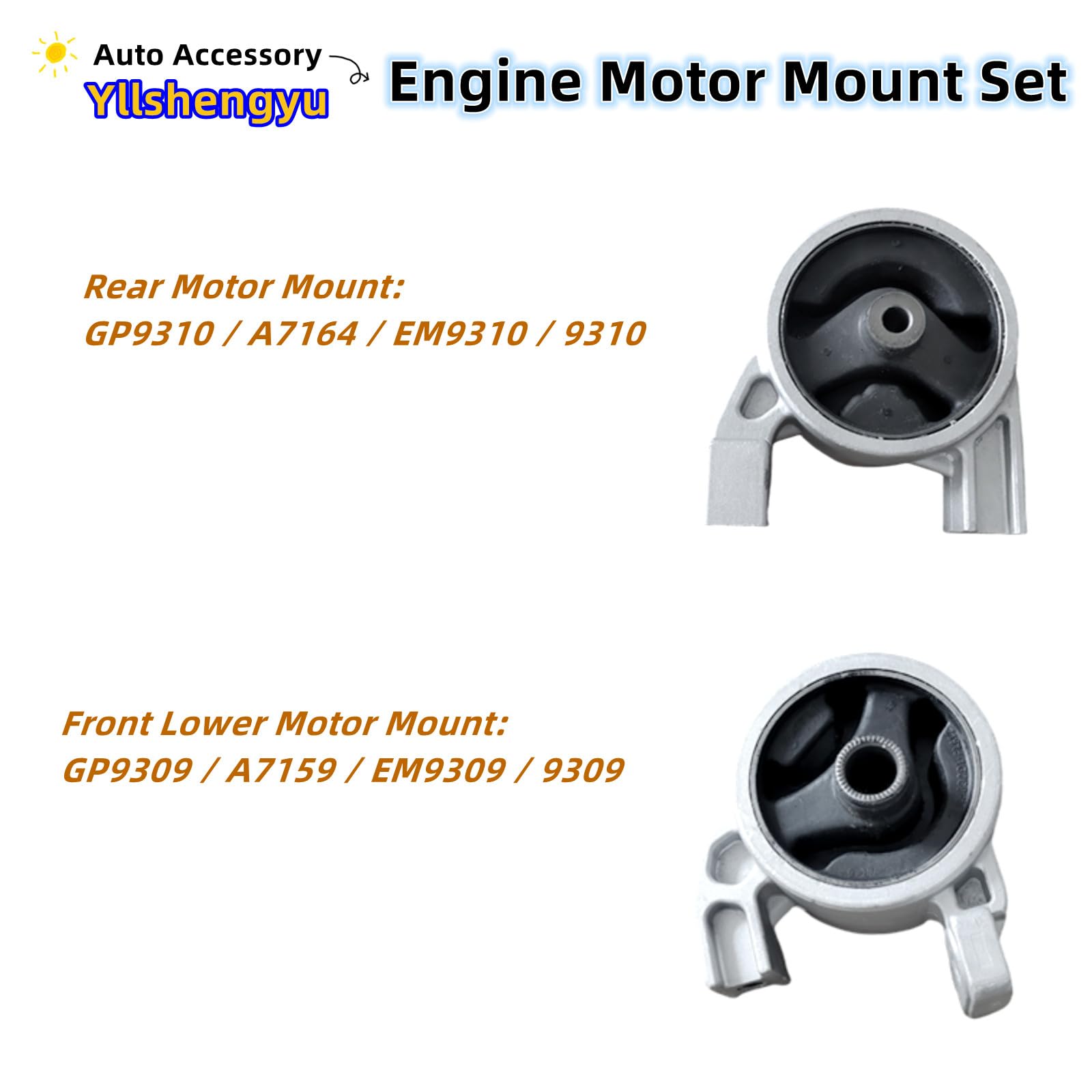 Yllshengyu Engine Motor Transmission Mount Set 4Pcs for Accent/Rio/Rio5 2006-2011 L4 1.6L Steel Rubber Replacement Models 9309
