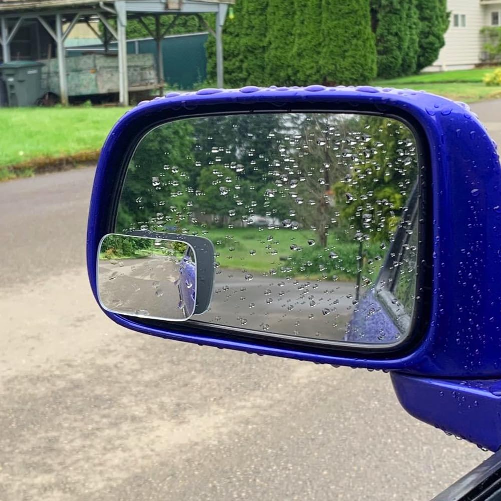 Ampper Blind Spot Mirror Rectangular, Hd Glass Frameless Stick On Adjustabe Convex Wide Angle Rear View Blind Spot Car Mirror Fo