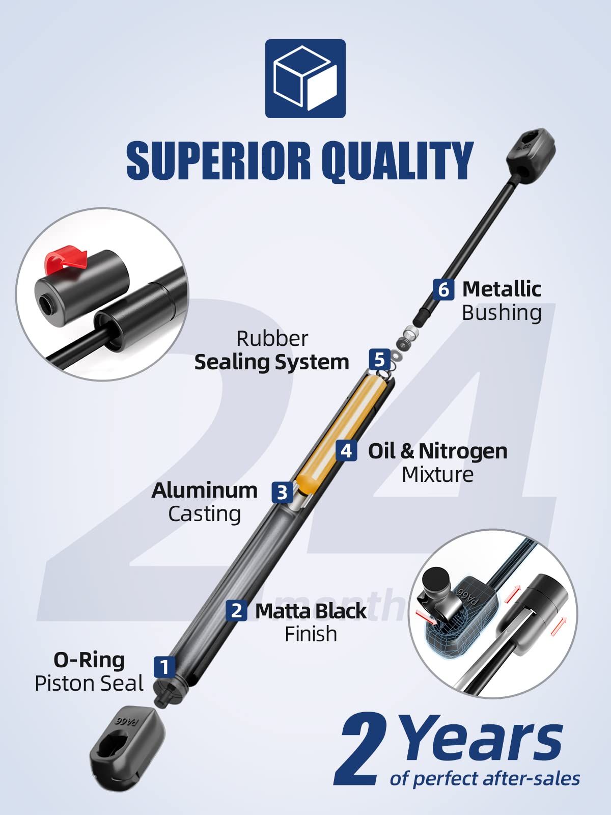 Otuayauto 15 Inch Gas Struts - 356N/80Lbs Universal Lift Support - Gas Shocks For Tool Box Shock, Truck Cap Strut, Hydraulic Doo