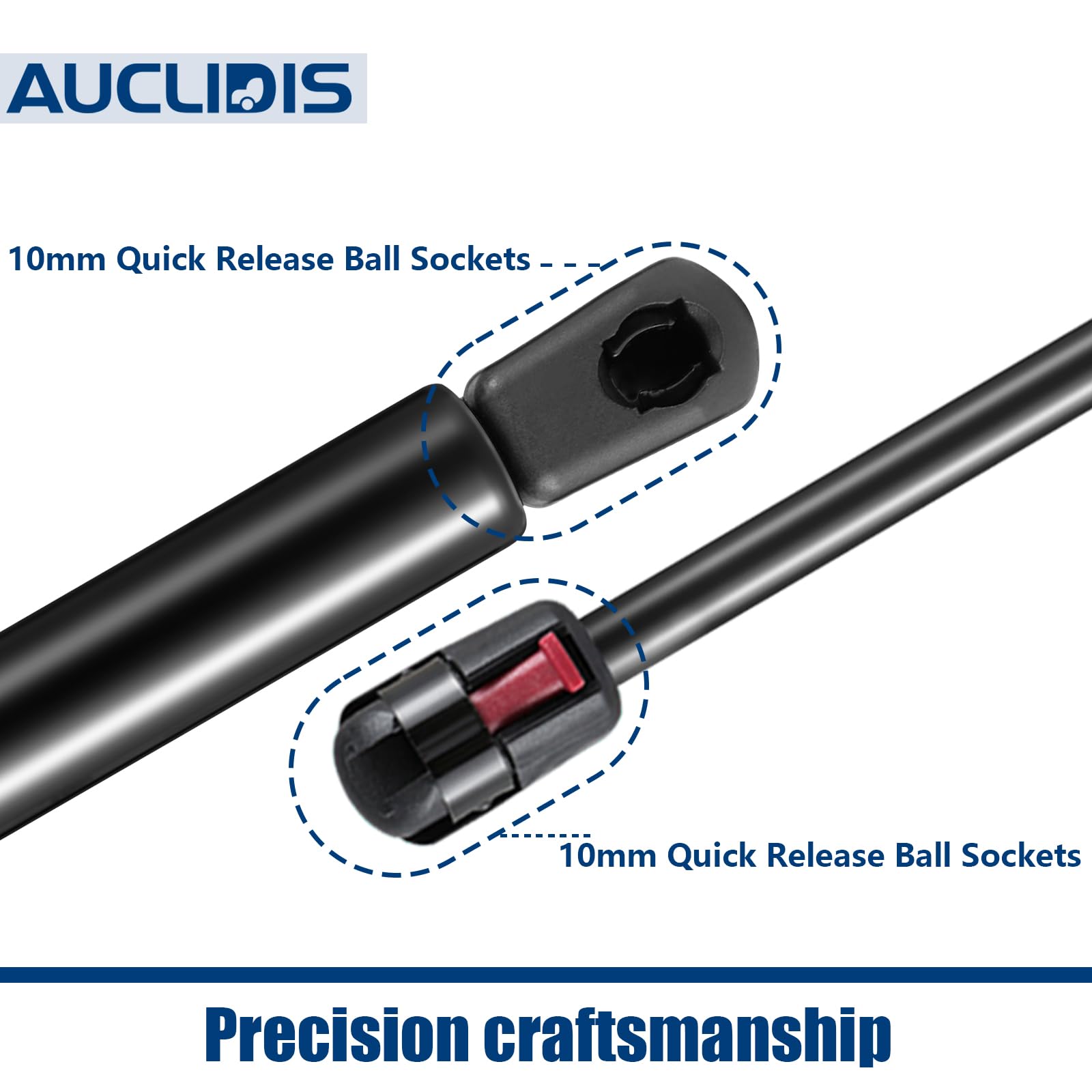 AUCLIDIS Gas Struts - ST270ED1-45 27" 45lb Black Metal Lift Supports for Tonneau Cover - Set of 2
