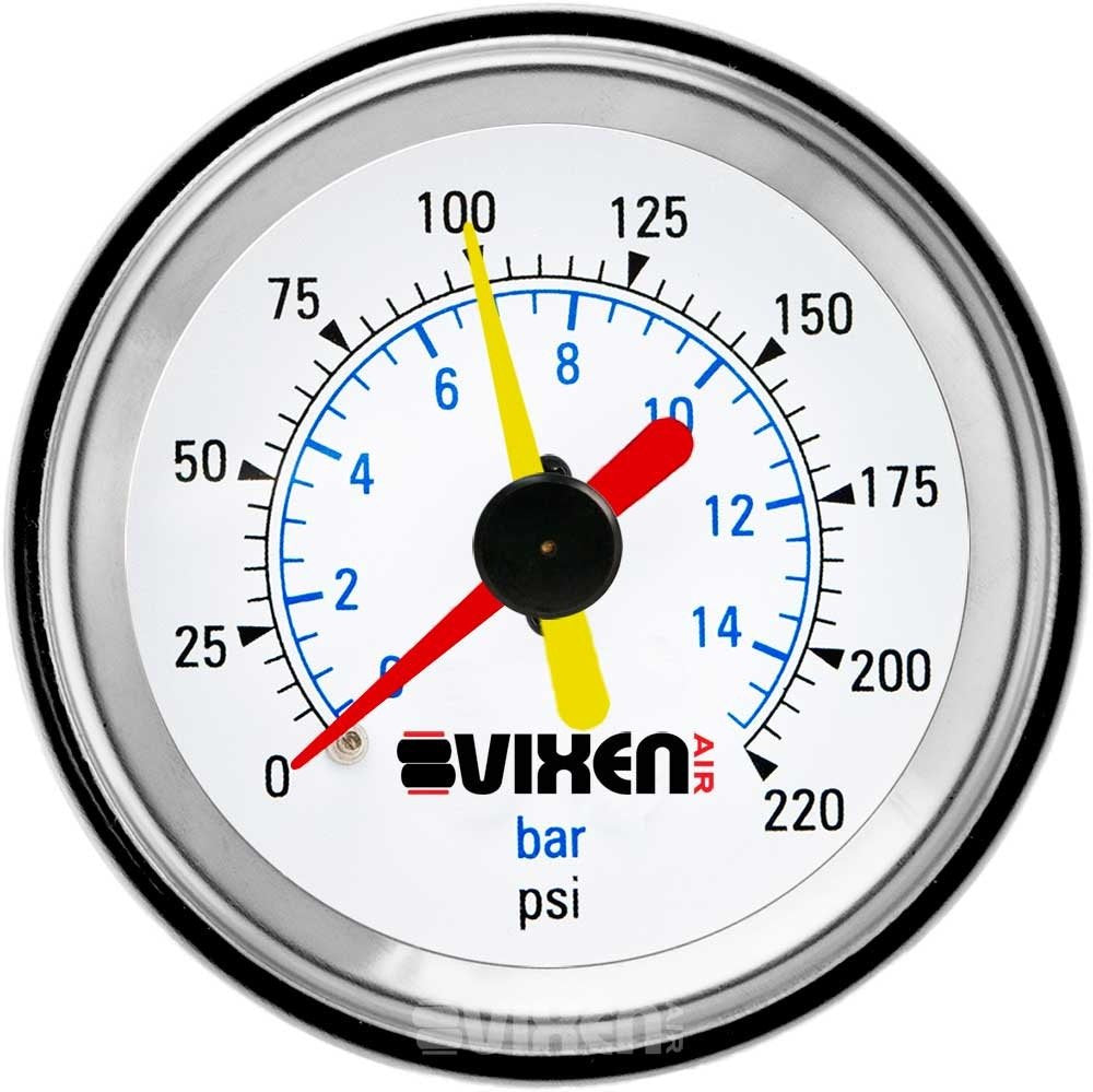 Vixen Air One 2' Dual Needle Air Pressure White Gauge With Two Momentary Switches And Metal Dash Panel Kit Vxf1Gp2Rkw