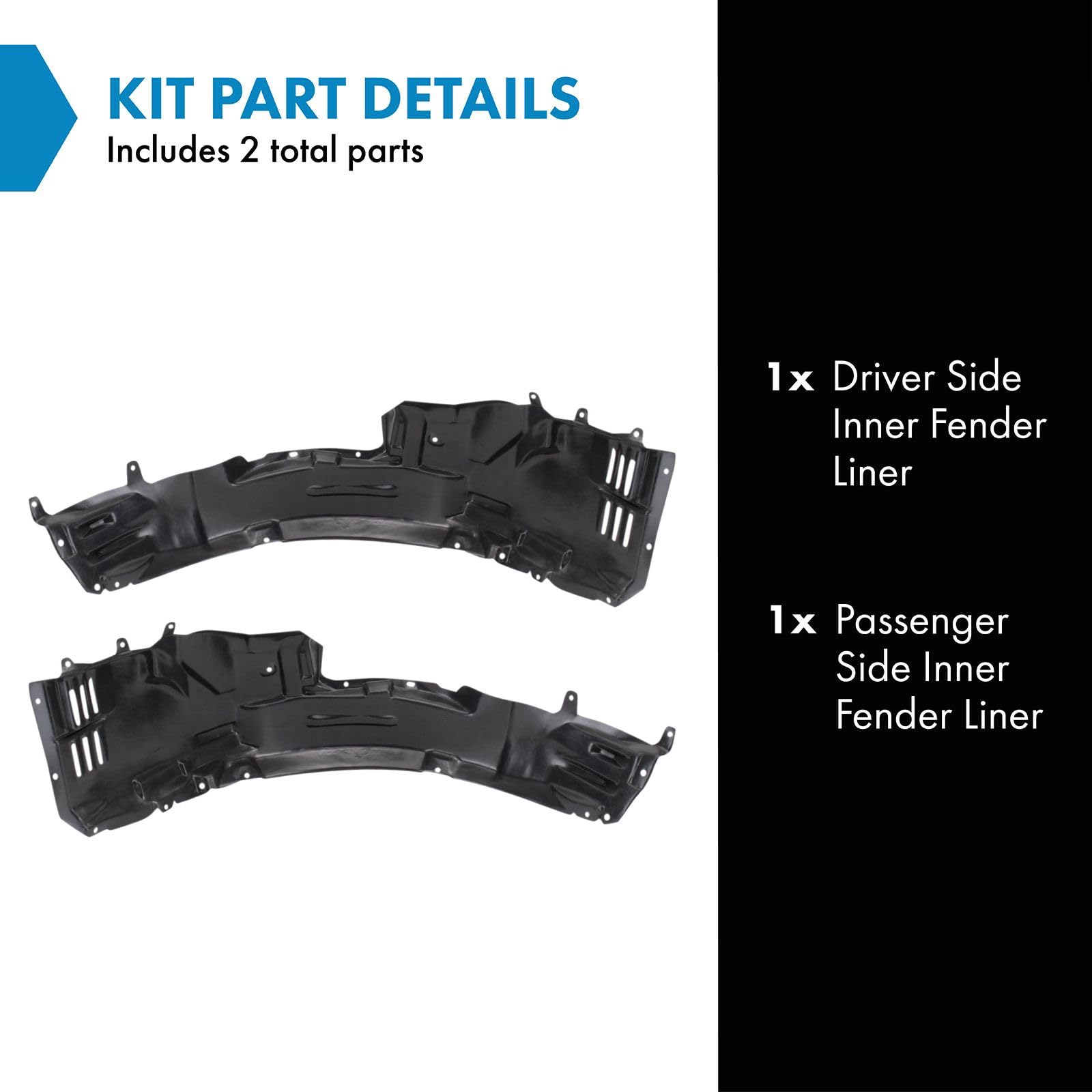 Trq Inner Fender Liner Set Compatible With 2003-2006 Mitsubishi Lancer Mi1250106 Mi1251106
