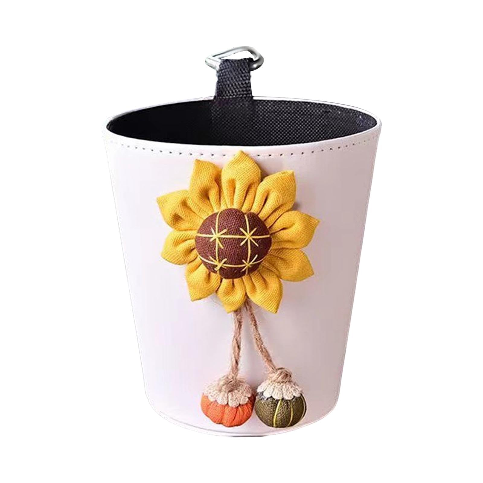 bnf Hanging Car Trash Can with Fixing Hook Storage Bucket Multipurpose Trash Bin Orange Flower | Household Supplies & Cleaning |