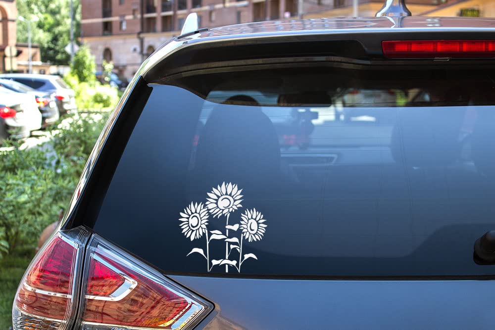 Wirester 6 Inch Clear Vinyl Decal Sticker Decoration For Car Window (Or Any Flat Surface) - Sunflower