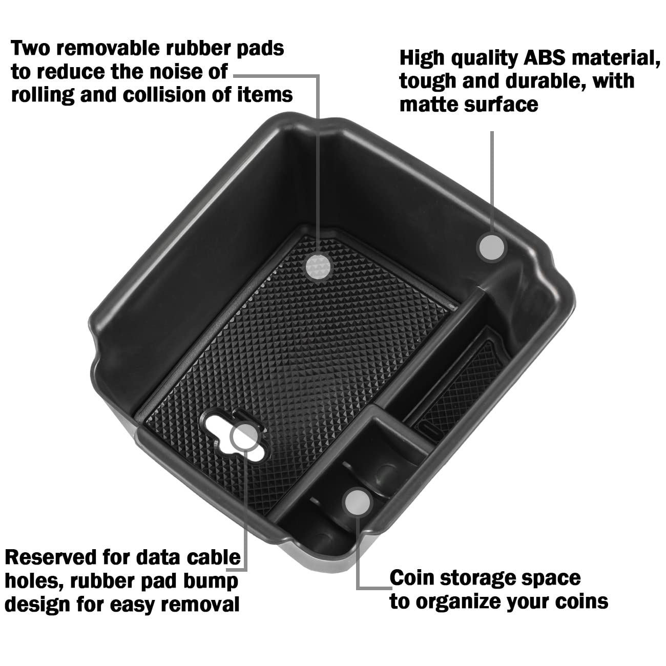 Tacorbo Center Console Organizer Compatible With 2022 2023 2024 Taos And 2018 2019 2020 2021 2022 2023 2024 Tiguan Accessories Armrest Secondary Storage Box, Interior Abs Insert Glove Box Tray,Black