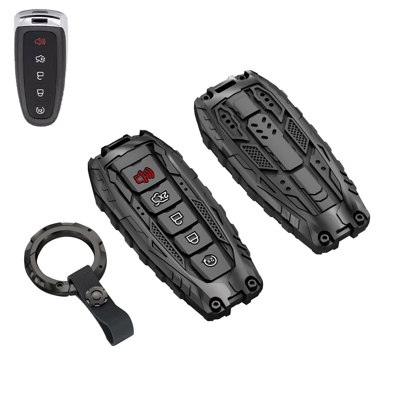 Heavy Key Fob Cover Case Protector for Ford, Keychain, Accessories for Ford C-Max Edge Escape Expedition Explorer Flex Focus Tau