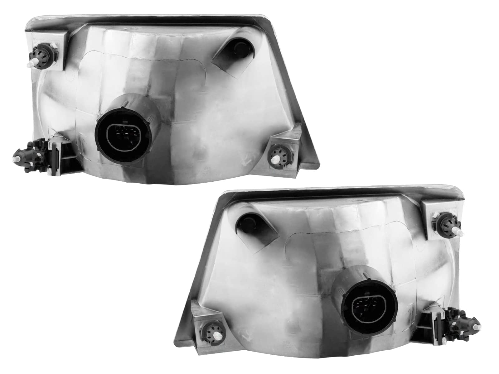 AmeriLite Crystal Replacement Headlights Pair for 1998-2000 Ford Ranger - Chrome Finish, Driver & Passenger Side